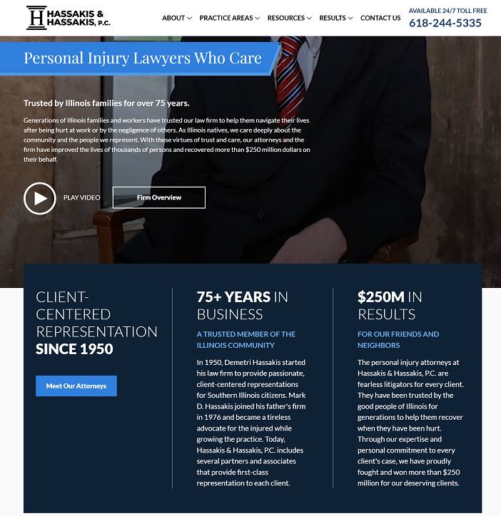 The homepage of Hassakis & Hassakis's website