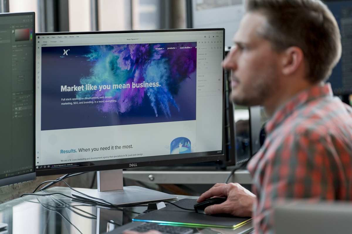 A St. Louis Web Design Company employee designing a website